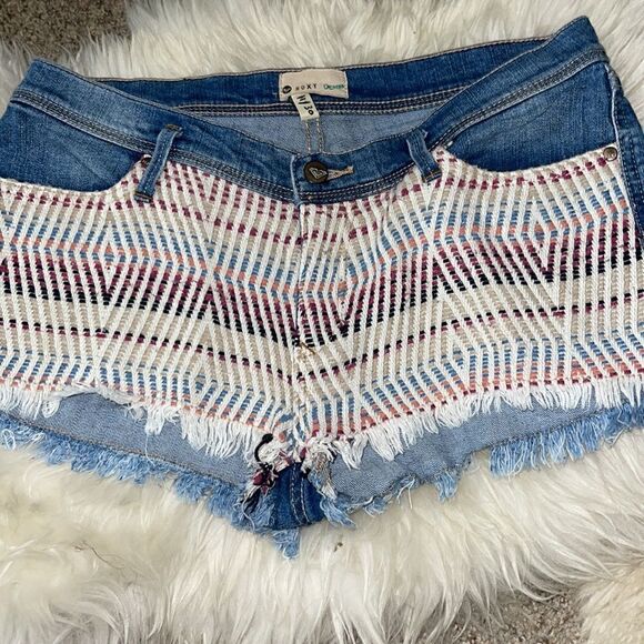 Roxy Shorts Womens size 30 jeans Aztec Woven embroidered denim - Picture 5 of 11